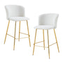 Anita Boucle Bar Stool (Set of 2) - Cream / Gold