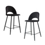 Asta Velvet Bar Stool (Set of 2) - Black / Black