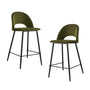 Asta Velvet Bar Stool (Set of 2) - Olive / Black
