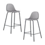 Luca Velvet Bar Stool (Set of 2) - Cool Grey / Black
