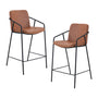 Tate Leatherette Bar Stool (Set of 2) - Tan / Black
