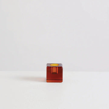 Le Cube Single Candle Holder (Amber)