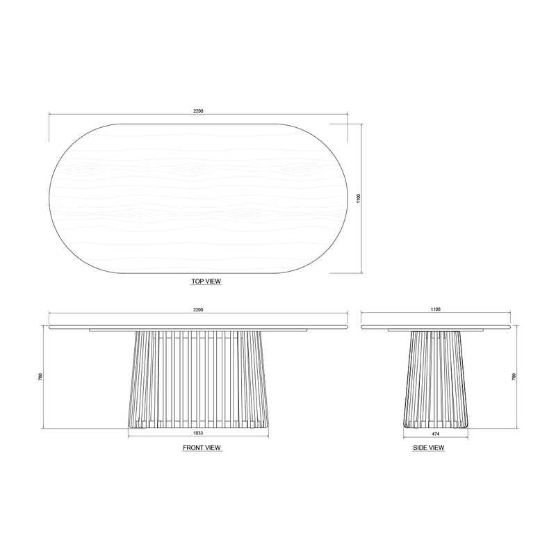 Casablanca Oval Dining Table (Oak, 220cm)