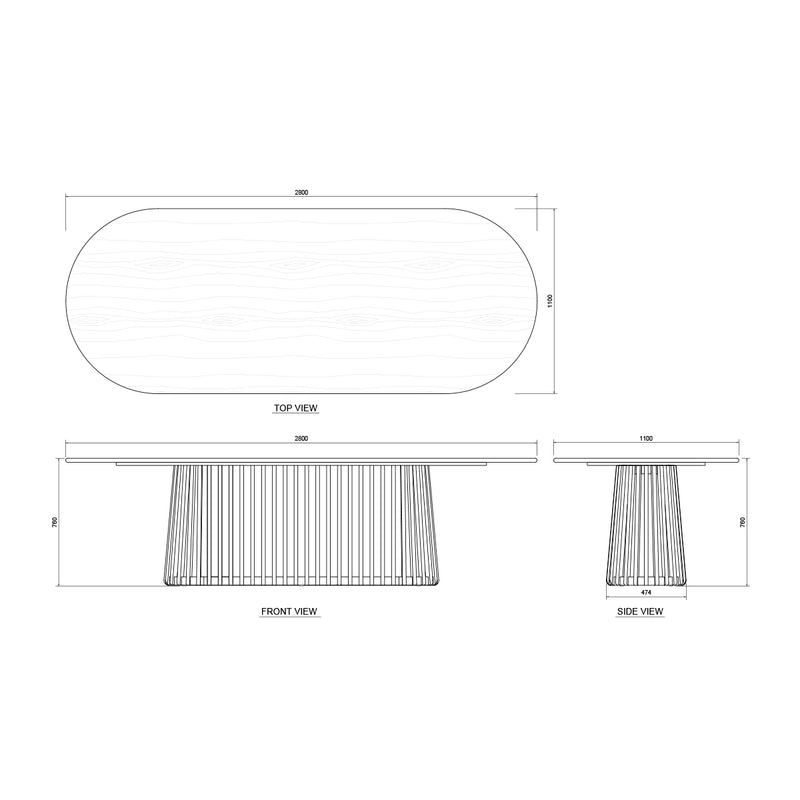 Casablanca Oval Dining Table (Oak, 280cm)