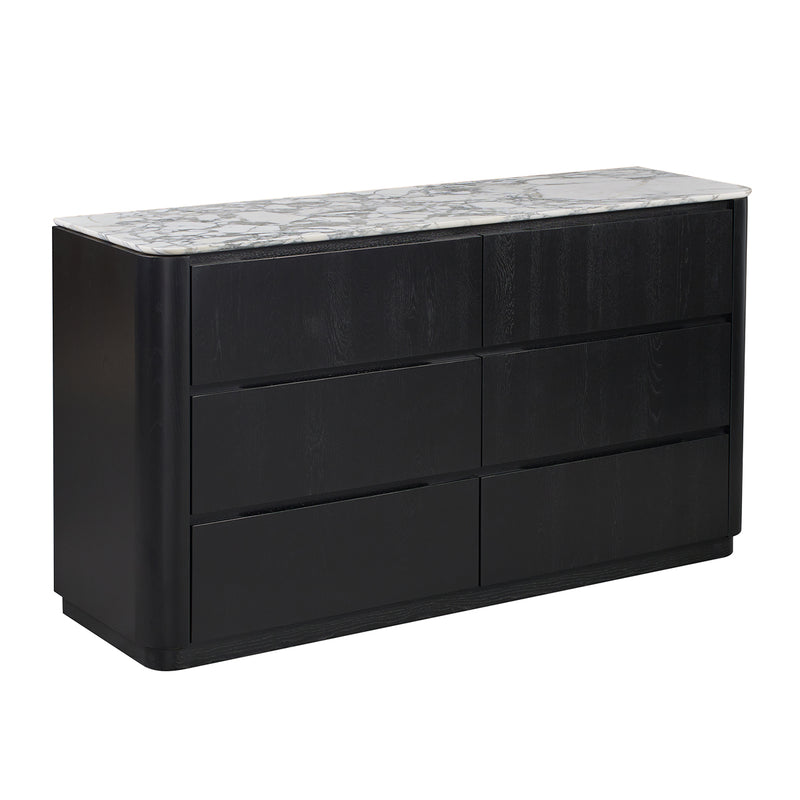 Arabescato Carrara Marble / Black Oak