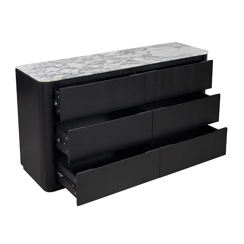 Arabescato Carrara Marble / Black Oak