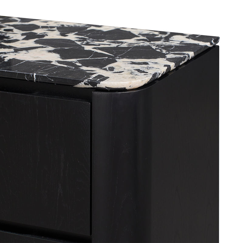Black Calacatta Viola Marble / Black Oak