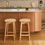 Santino Leather Swivel Counter Stool - Almond / Oak