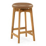 Santino Leather Swivel Counter Stool - Tan / Oak