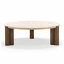 Alba Round Travertine Coffee Table - Cream / 110cm