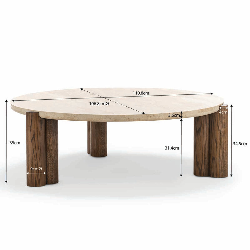 Alba Round Travertine Coffee Table