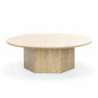 Hallie Round Coffee Table - Cream Travertine / 100cm