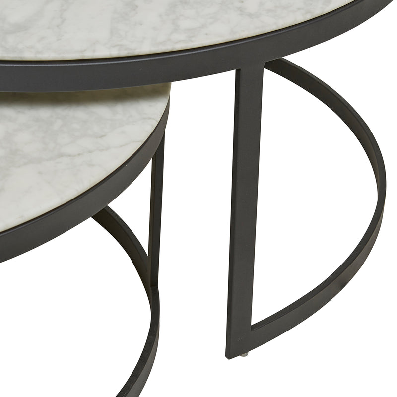 Elle Flat Metal Nest Marble Coffee Table