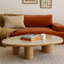 Camille Pebble Marble Coffee Table - Oak / Crema Marble