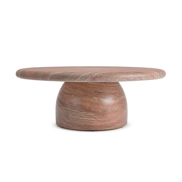 Santino Round Coffee Table (Terracotta Travertine, 100cm)