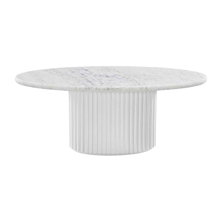 Cosmos Coffee Table (White Oak, Carrara Marble, 100cm)