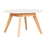 Oia White Marble Coffee Table - Oak / 70cm Diameter