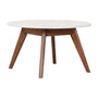Oia White Marble Coffee Table - Walnut / 70cm Diameter