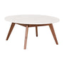 Oia White Marble Coffee Table - Walnut / 90cm Diameter