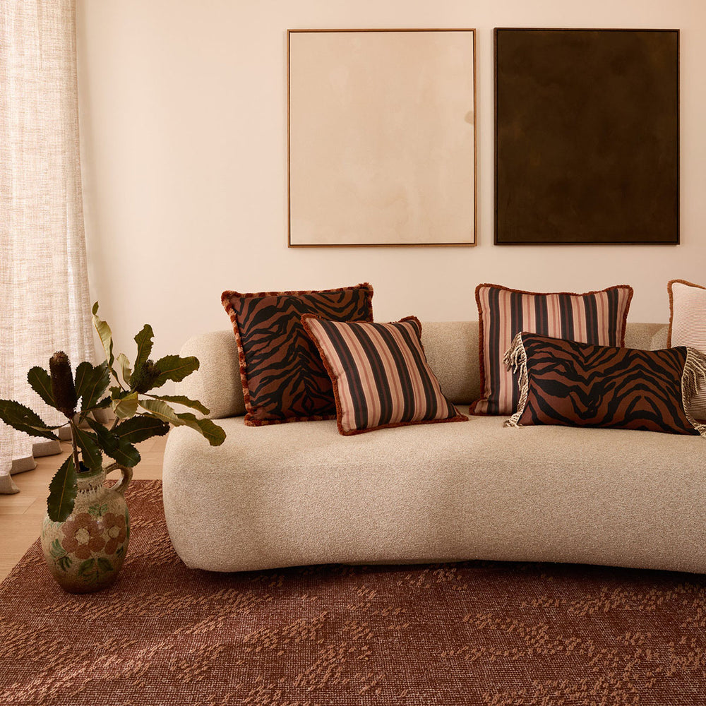 Zebra Chocolate Linen Cushion