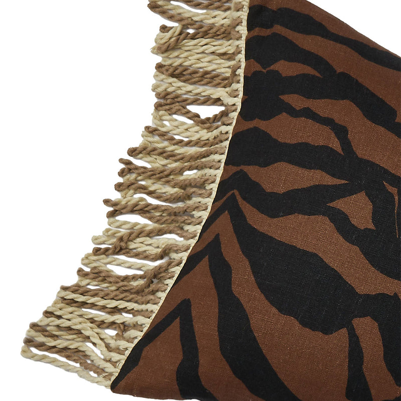 Zebra Chocolate Linen Cushion