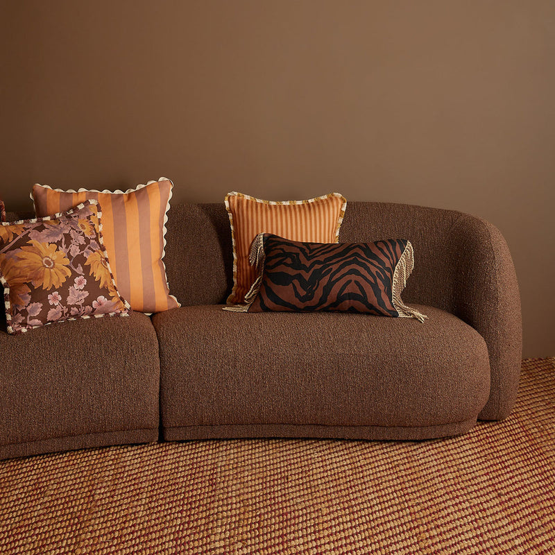 Zebra Chocolate Linen Cushion
