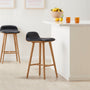 Capa Leather Bar Stool - Black / Oak