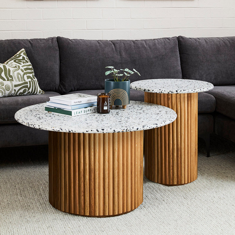 Cosmos Coffee Table (Oak, Terrazzo, 85cm)