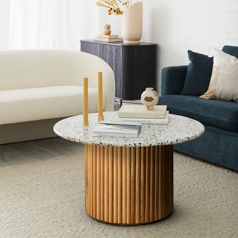 Cosmos Coffee Table (Oak, Terrazzo, 85cm)