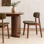 Alaska Leather Dining Chair - Olive Green / Walnut