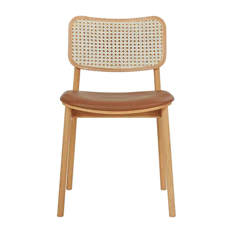 Flair Rattan Leather Dining Chair