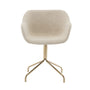 Elle Swivel Boucle Dining Arm Chair - Sand / Brushed Gold