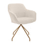 Levi Swivel Fabric Dining Arm Chair - Cream / Brushed Gold
