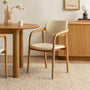Hubert Leather Dining Chair - Cream / Ash