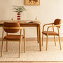 Hubert Leather Dining Chair - Tan / Ash