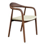 Noris Leather Dining Chair - Cream / Walnut