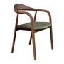 Noris Leather Dining Chair - Olive Green / Walnut
