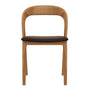 Noris Leather Dining Side Chair - Chocolate Brown / Ash
