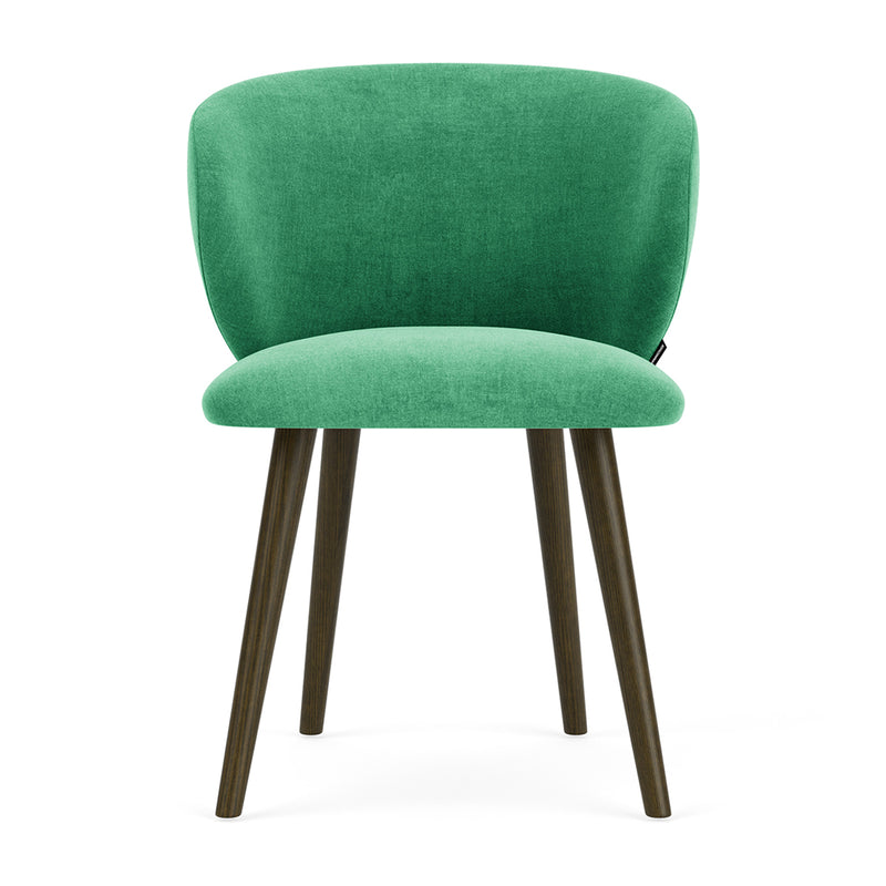 Moss Grass Green Fabric / Dark Walnut