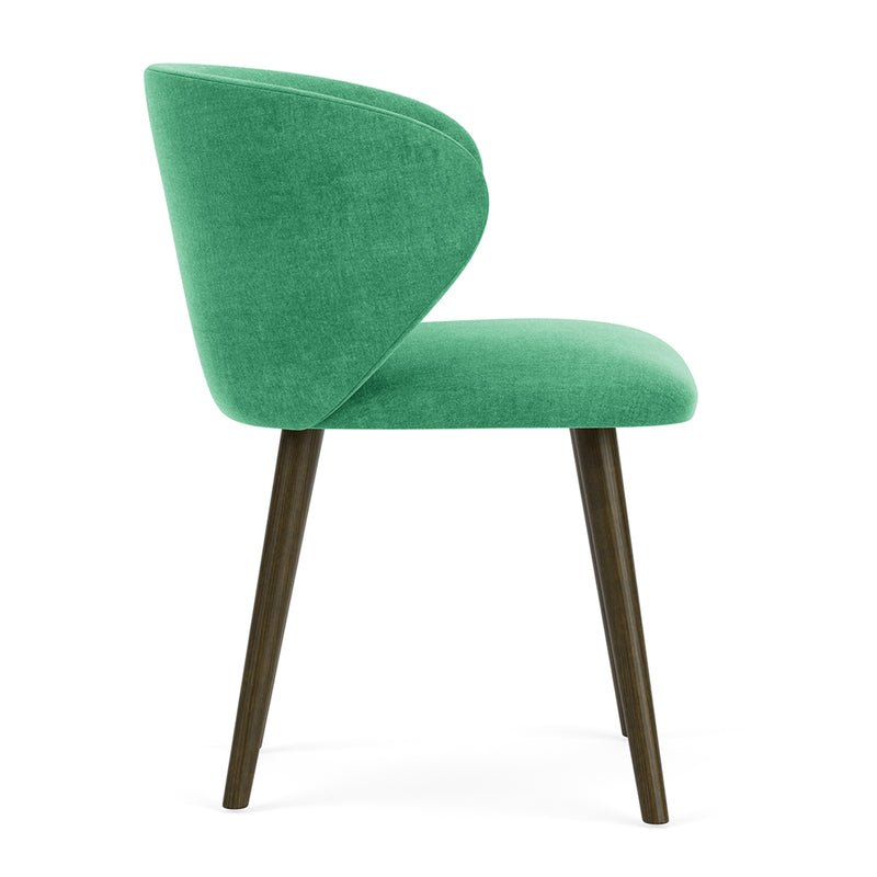 Moss Grass Green Fabric / Dark Walnut