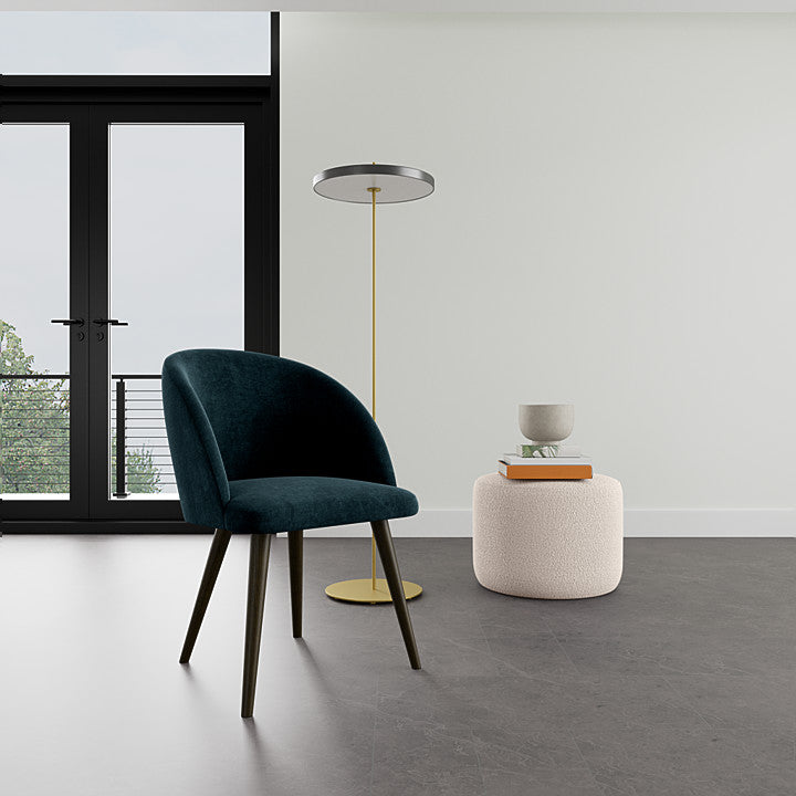 Danny Dust Blue Textured Weave / Dark Walnut