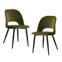 Asta Velvet Dining Chair (Set of 2) - Olive / Black Metal