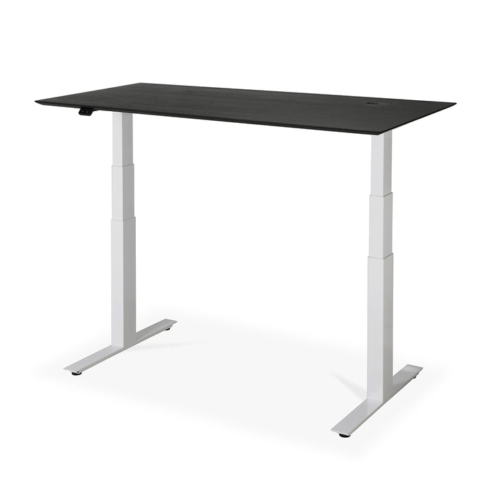 Bok Rectangle Adjustable Desk with Cable management EU (Oak Black, White, 140cm)
