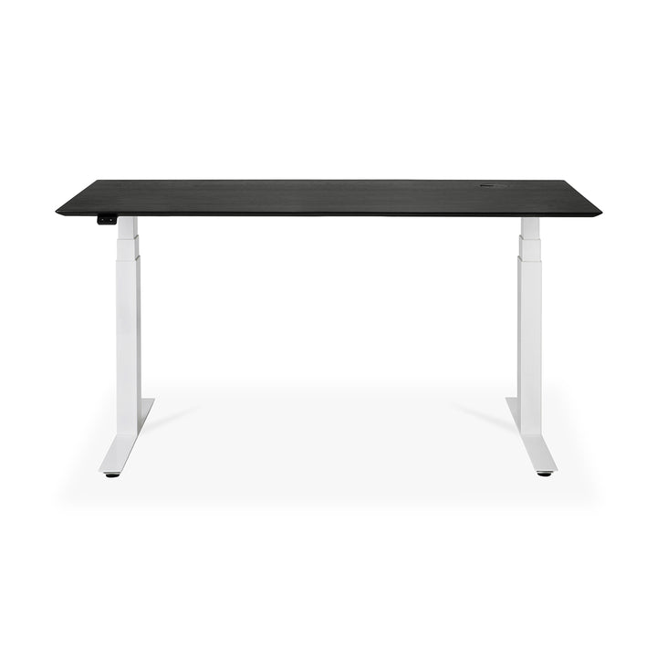 Bok Rectangle Adjustable Desk with Cable management EU (Oak Black, White, 160cm)
