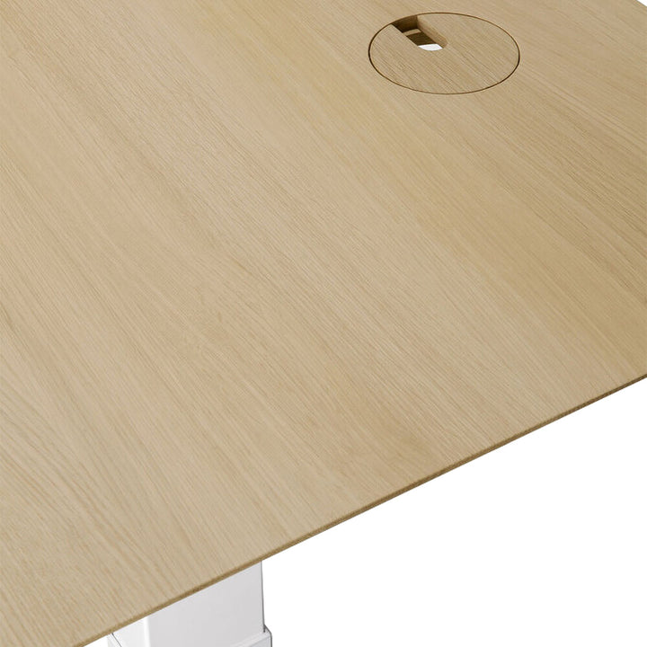 Bok Rectangle Adjustable Desk with Cable management EU (Oak, White, 140cm)