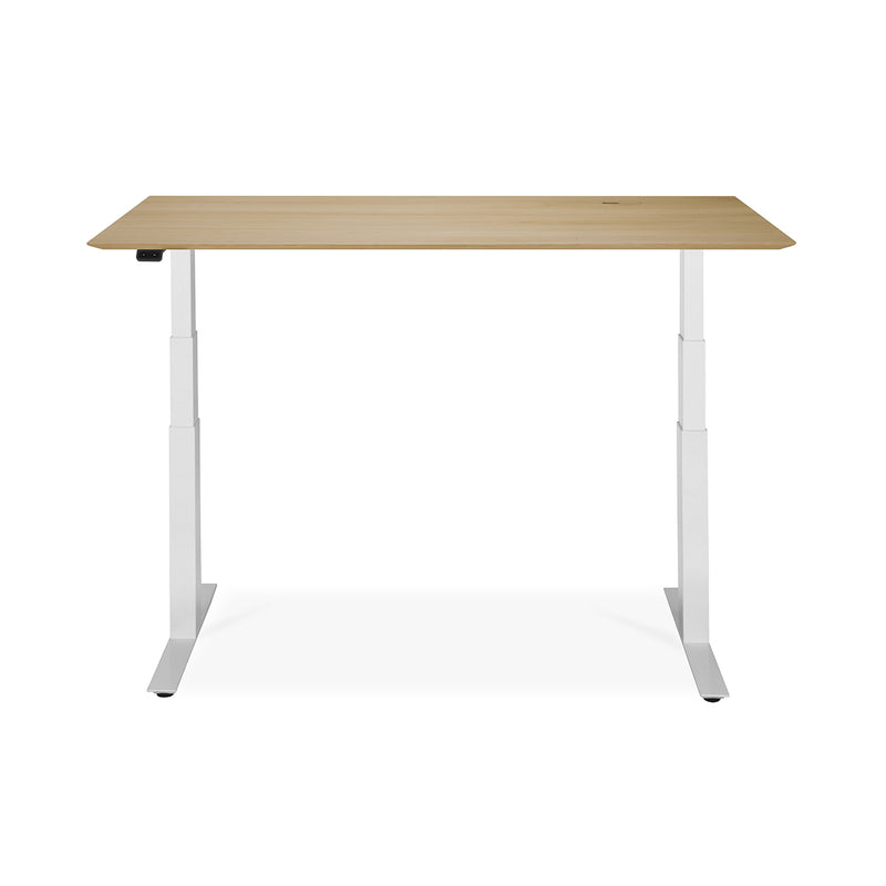 Bok Rectangle Adjustable Desk with Cable management EU (Oak, White, 160cm)