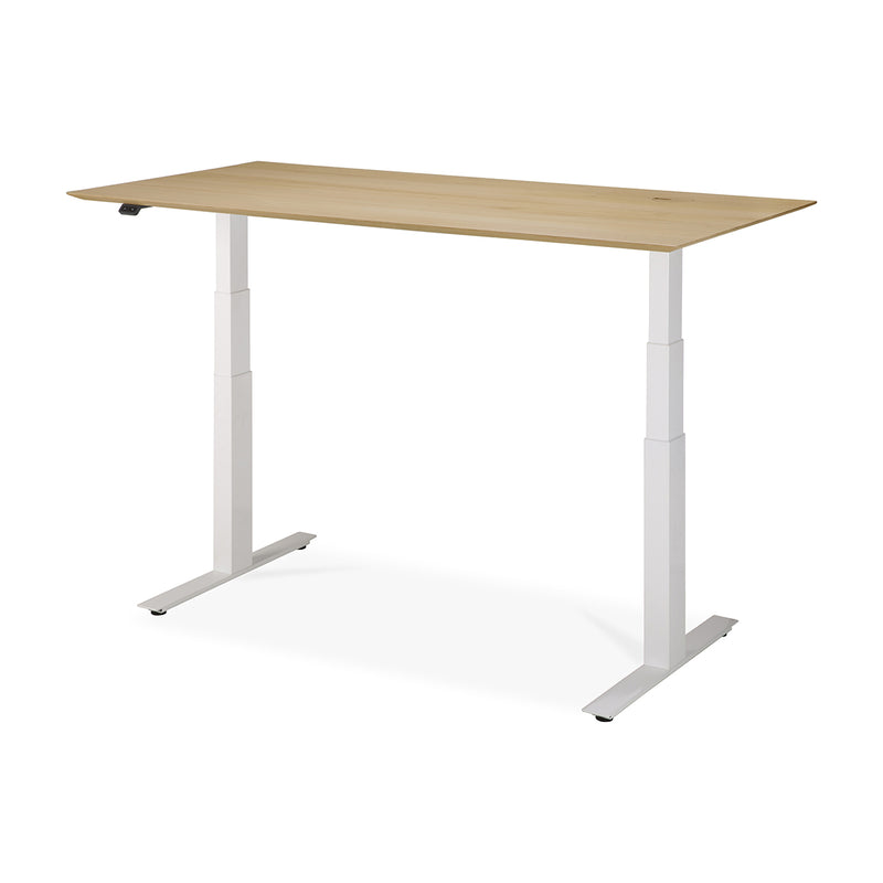 Bok Rectangle Adjustable Desk with Cable management EU (Oak, White, 160cm)