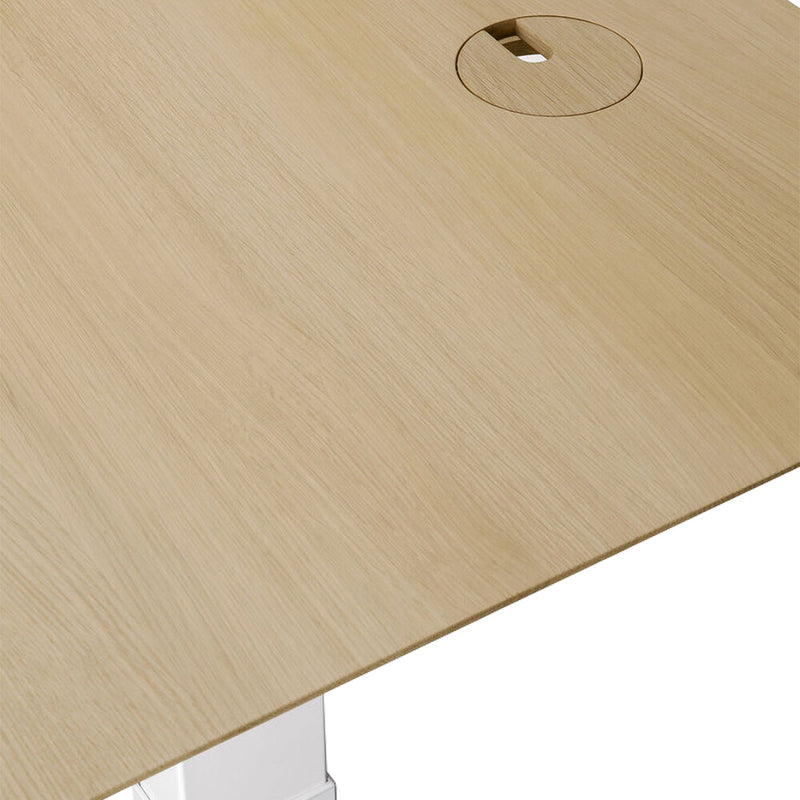 Bok Rectangle Adjustable Desk with Cable management EU (Oak, White, 160cm)