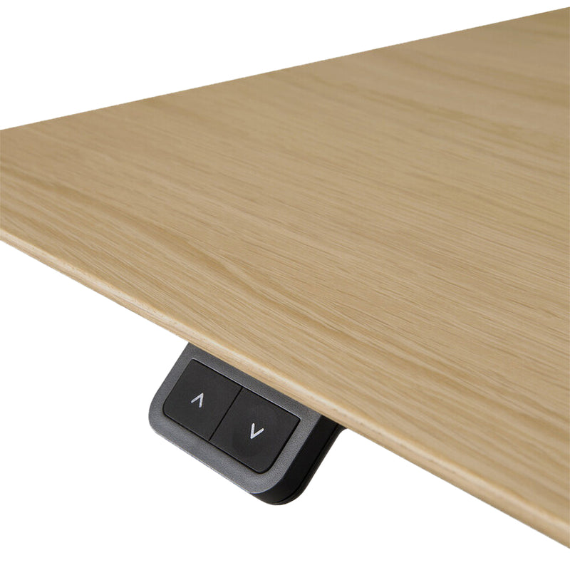 Bok Rectangle Adjustable Desk with Cable management EU (Oak, White, 160cm)