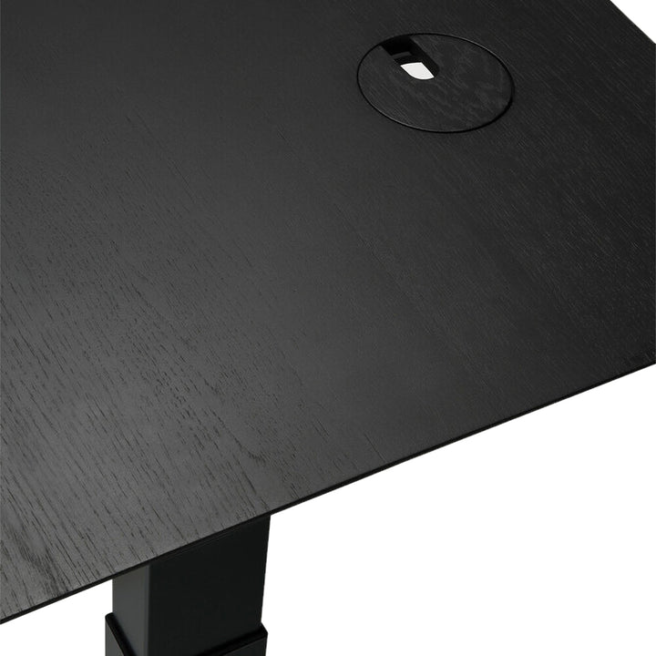 Bok Rectangle Adjustable Desk with Cable management UK (Oak Black, Black, 160cm)